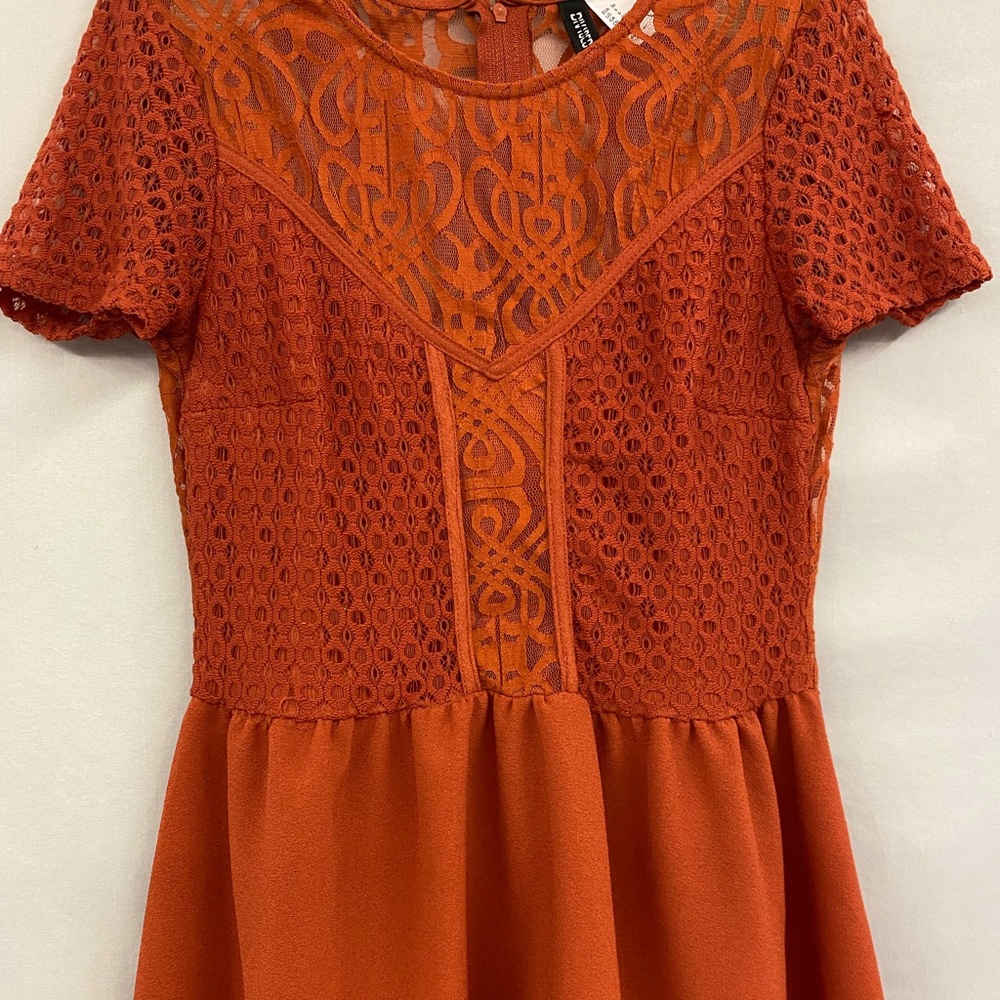 Orange Lace Top Cocktail Dress